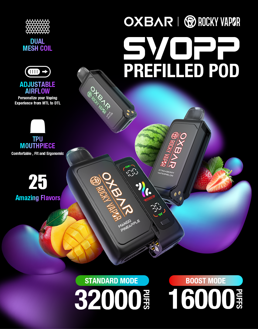 Svopp Rocky Vapor Oxbar 32k Prefilled Pods (BATTERY NOT INCLUDED)